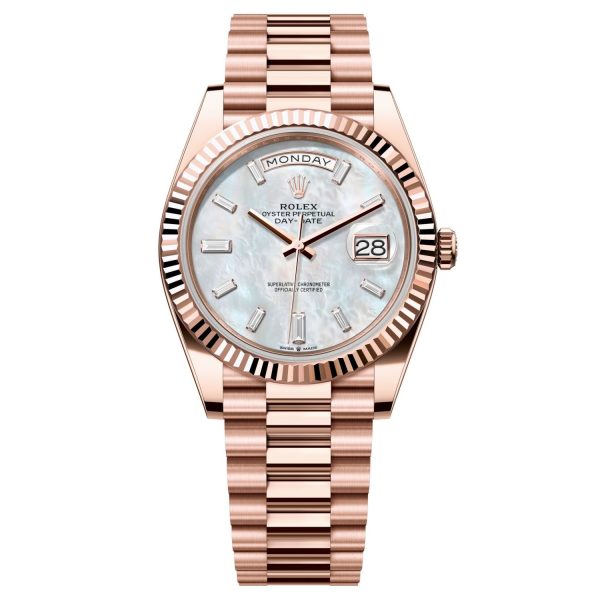 Đồng Hồ Rolex Day-Date 228235-0056 Vàng Everose 18ct Ngọc Trai Trắng, Nạm Kim Cương