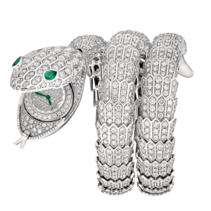 Serpenti Misteriosi High Jewellery Watch Bvlgari vàng trắng 18K kim cương emerald