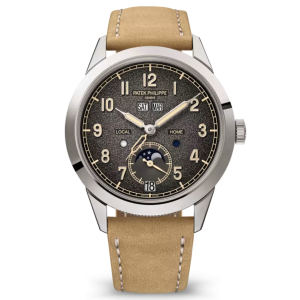 Patek Philippe 5326G-001 mặt số xám charcoal annual calendar travel time moonphase
