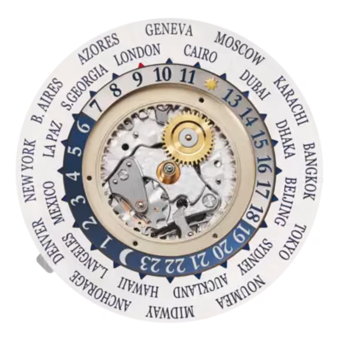 World Time 24 Time Zones Patek Philippe 5531G-001 đĩa giờ thế giới Patek Philippe 5531G-001 24 múi giờ day night