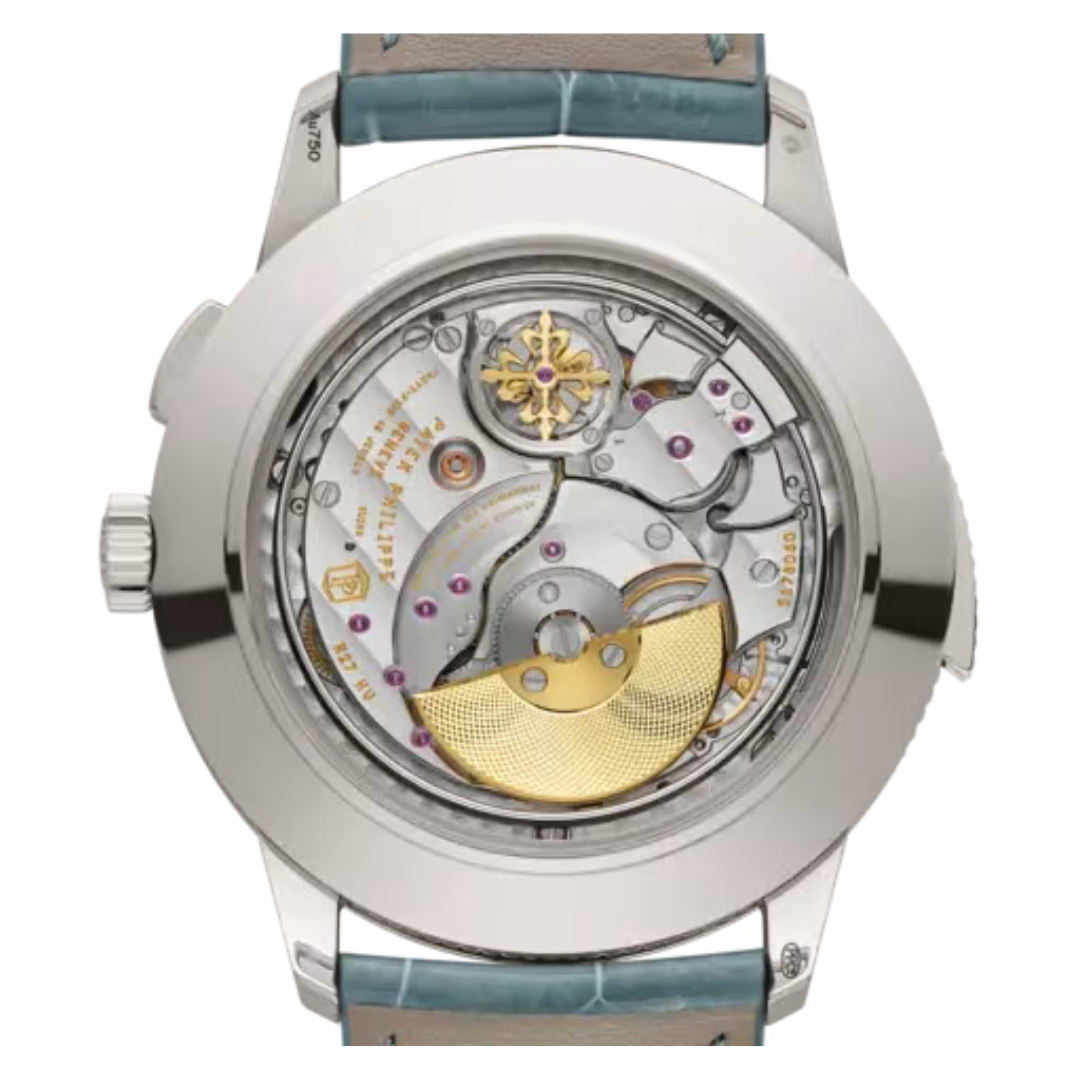 Caseback Patek Philippe 5531G-001 Sapphire Movement View mặt sau đồng hồ Patek Philippe 5531G-001 lộ máy automatic rotor vàng 22k