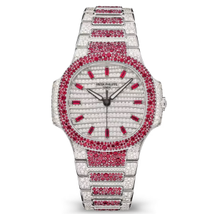 Đồng hồ Patek Philippe Nautilus 7118/1452G-001 vàng trắng nạm kim cương và ruby cao cấp
