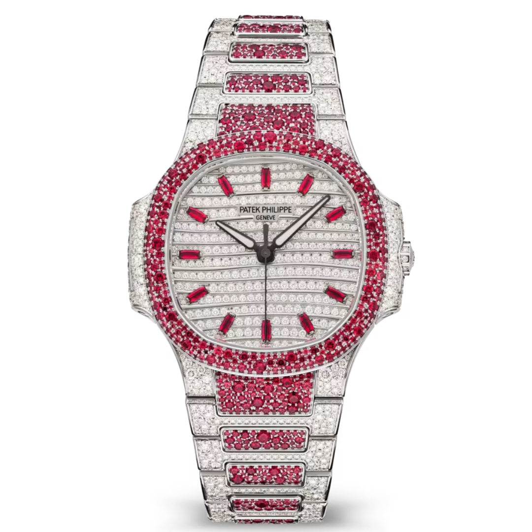 Patek Philippe Nautilus 7118-1452G-001 Diamond Ruby Watch Đồng hồ Patek Philippe Nautilus 7118/1452G-001 vàng trắng nạm kim cương và ruby cao cấp