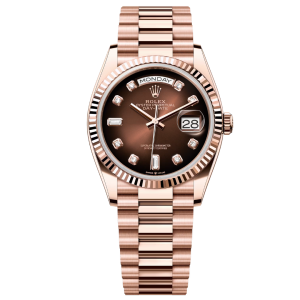 Rolex Day-Date 36 128235 mặt nâu chocolate vàng hồng Everose chính hãng